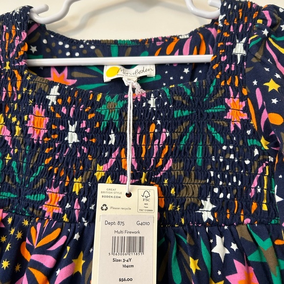 NWT Mini Boden Dress 3-4 Multi Firework - Picture 2 of 6